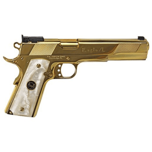 Iver Johnson Eagle Xl 1911 45acp 6" 8rd Pistol | 24k Gold Plated W/ White Pearl Grips