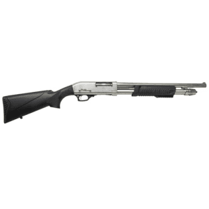 Iver Johnson Pas12 12 Gauge 3" 18" 4rd Pump Shotgun - Satin Nickel / Black Synthetic