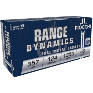 Fiocchi 357SIGAP Pistol Shooting Dynamics 357 Sig 124 GR FMJ - 50rd Box